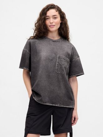 Gap × BÉIS Strick-Denim-Taschen-T-Shirt für Erwachsene Gap × BÉIS Strick-Denim-Taschen-T-Shirt für Erwachsene