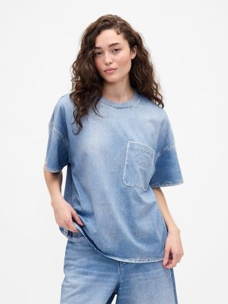 Gap × BÉIS Strick-Denim-Taschen-T-Shirt für Erwachsene Gap × BÉIS Strick-Denim-Taschen-T-Shirt für Erwachsene