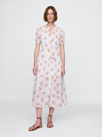 Gap × DÔEN – Midikleid mit Biesen und Blumenmuster