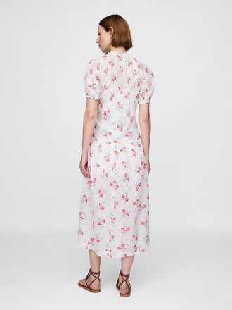 Gap × DÔEN – Midikleid mit Biesen und Blumenmuster