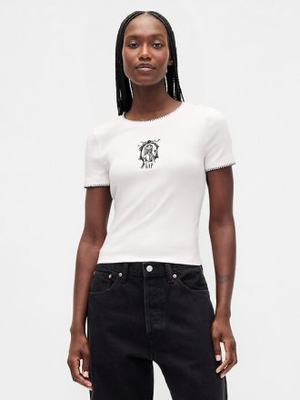 Gap × Disney – Modernes, geschrumpftes T-Shirt „The Nightmare Before Christmas“ von Tim Burton