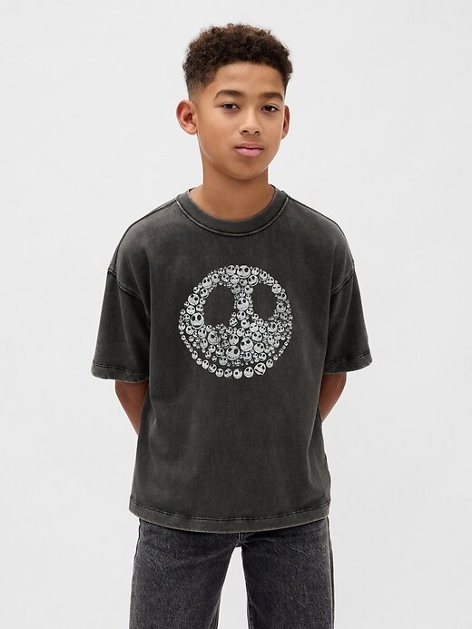 Gap × Disney Tim Burtons „The Nightmare Before Christmas“ Totenkopf-T-Shirt für Kinder Gap × Disney Tim Burtons „The Nightmare Before Christmas“ Totenkopf-T-Shirt für Kinder