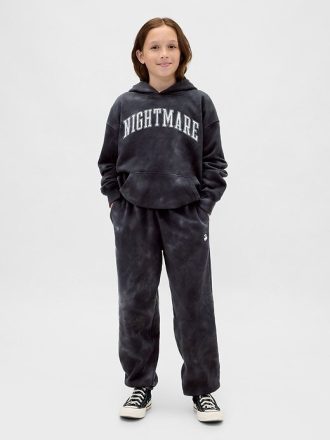Gap × Disney Tim Burtons „The Nightmare Before Christmas“ – VintageSoft Baggy-Jogginghose für Kinder mit Totenkopfmotiv