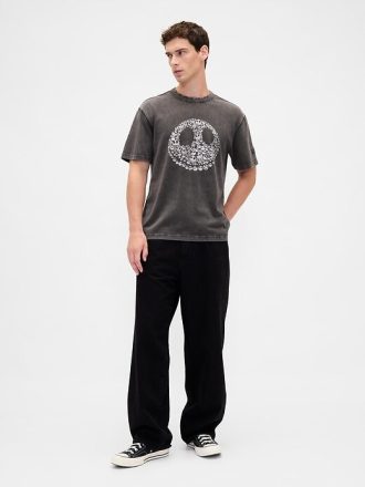 Gap × Disney Tim Burtons Totenkopf-T-Shirt „The Nightmare Before Christmas“