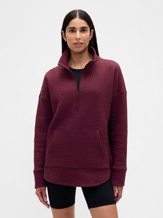 GapFit – Gesteppter Jacquard-Pullover mit halbem Reißverschluss
