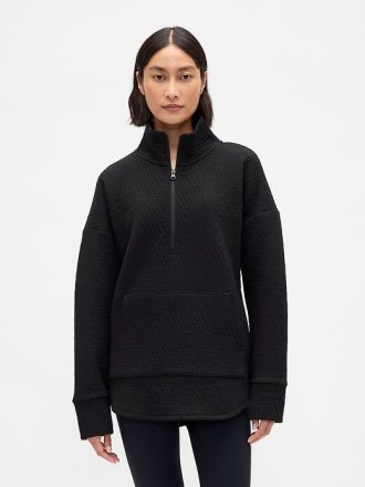 GapFit – Gesteppter Jacquard-Pullover mit halbem Reißverschluss