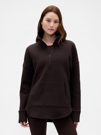 GapFit – Gesteppter Jacquard-Pullover mit halbem Reißverschluss