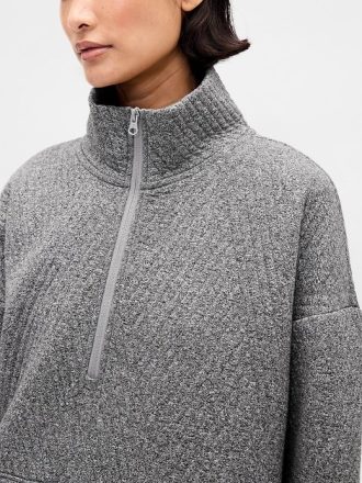 GapFit – Gesteppter Jacquard-Pullover mit halbem Reißverschluss
