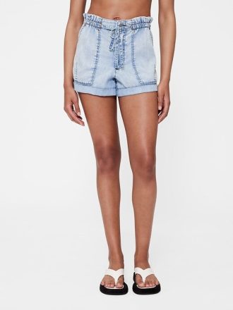 GapStudio – Bequeme Jeansshorts mit hohem Bund und drapiertem Schnitt