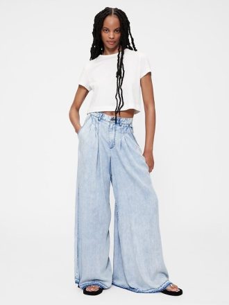 GapStudio – Drapierte Jeanshose mit hohem Bund