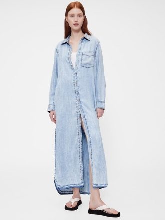 GapStudio – Drapiertes Jeanshemdkleid