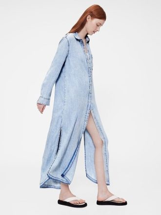 GapStudio – Drapiertes Jeanshemdkleid