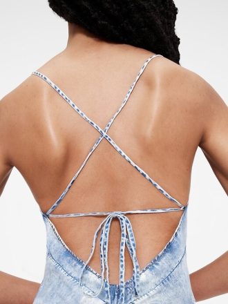 GapStudio – Drapiertes Maxi-Jeanskleid