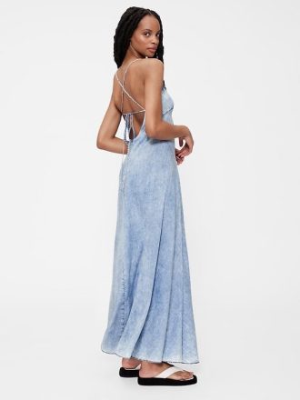 GapStudio – Drapiertes Maxi-Jeanskleid