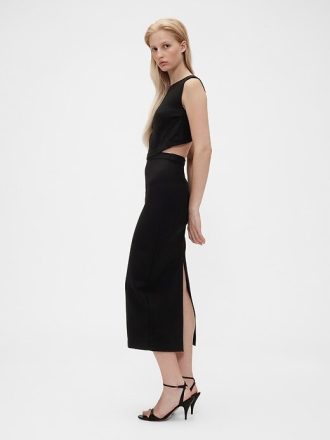 GapStudio – Jersey-Midikleid mit Cut-outs
