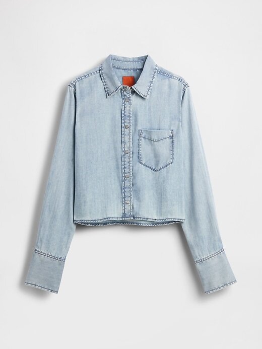 GapStudio – Kurzes Jeanshemd mit Drapierung GapStudio – Kurzes Jeanshemd mit Drapierung