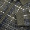 Gebürsteter karierter Pullover mit Reißverschluss Gebürsteter karierter Pullover mit Reißverschluss