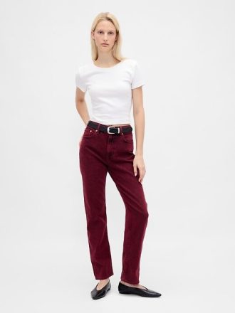Gerade geschnittene Jeans im Stil der 90er mit hohem Bund