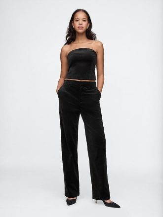 Gerade geschnittene Samthose mit hohem Bund