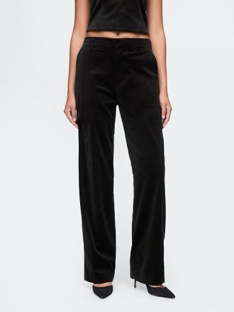 Gerade geschnittene Samthose mit hohem Bund