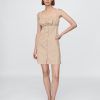 Gerafftes Kleid mit Knopfleiste vorne