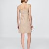 Gerafftes Kleid mit Knopfleiste vorne