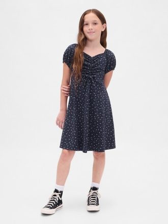 Geripptes Kleid mit Rüschen für Kinder