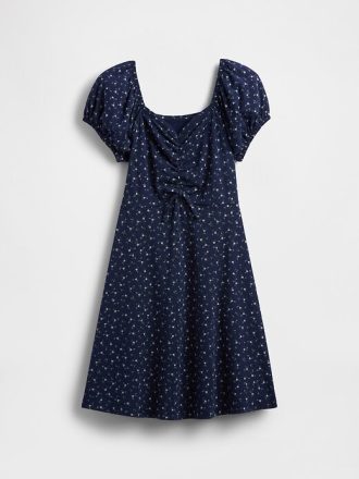 Geripptes Kleid mit Rüschen für Kinder