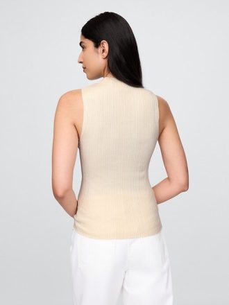 Geripptes Tanktop mit Stehkragen