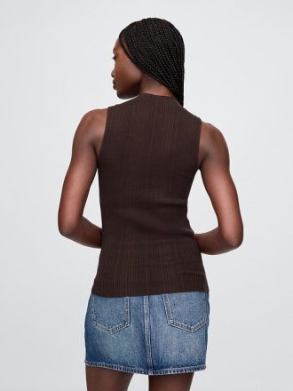 Geripptes Tanktop mit Stehkragen