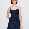 Gesmoktes Denim-Camisole mit Ösen Gesmoktes Denim-Camisole mit Ösen