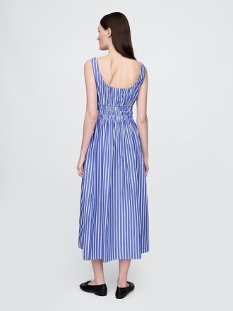 Gesmoktes Midikleid aus Popeline