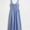 Gesmoktes Midikleid aus Popeline