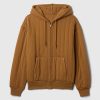 Gesteppter Kapuzenpullover mit Waffelfutter und Reißverschluss Gesteppter Kapuzenpullover mit Waffelfutter und Reißverschluss