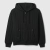 Gesteppter Kapuzenpullover mit Waffelfutter und Reißverschluss Gesteppter Kapuzenpullover mit Waffelfutter und Reißverschluss
