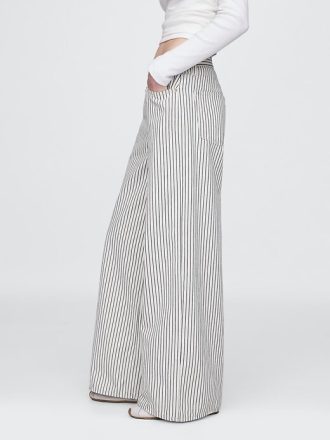 Gestreifte Baggy-Jeans aus Denim mit mittelhohem Bund