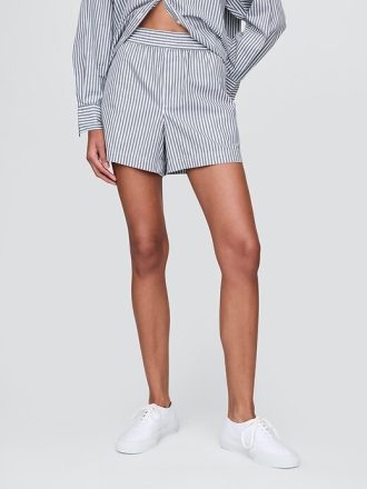 Gestreifte Popeline-Shorts aus Bio-Baumwolle Gestreifte Popeline-Shorts aus Bio-Baumwolle