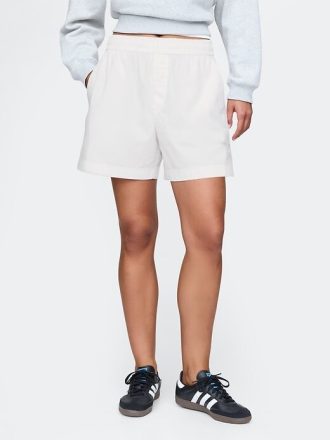 Gestreifte Popeline-Shorts aus Bio-Baumwolle Gestreifte Popeline-Shorts aus Bio-Baumwolle