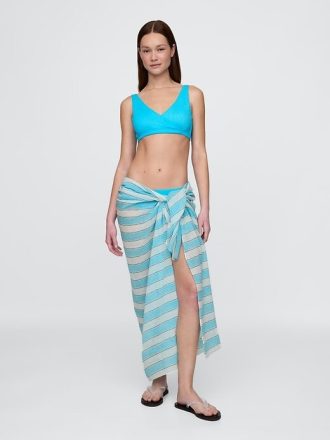 Gestreifter Sarong aus Leinen und Baumwolle