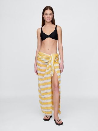 Gestreifter Sarong aus Leinen und Baumwolle