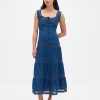 Gestuftes Maxikleid mit Spitzenbesatz