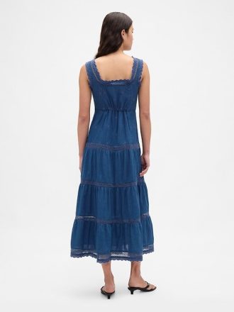 Gestuftes Maxikleid mit Spitzenbesatz