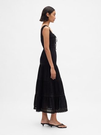 Gestuftes Maxikleid mit Spitzenbesatz