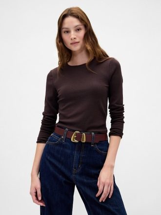 Gürtel aus veganem Leder mit eckiger Kieselschnalle