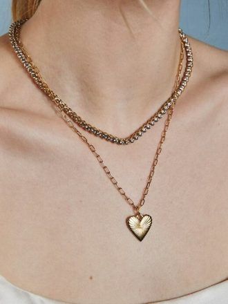 HART Kleine gerippte Herzkette aus Gold HART Kleine gerippte Herzkette aus Gold