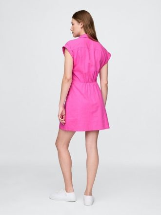 Hemdblusenkleid aus Leinenmischung
