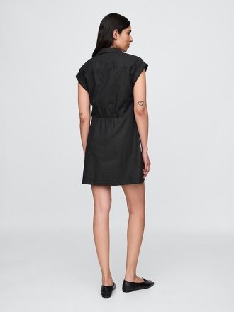Hemdblusenkleid aus Leinenmischung