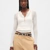Henley-Pullover mit transparentem Rippenmuster