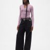 Henley-Pullover mit transparentem Rippenmuster