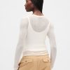 Henley-Pullover mit transparentem Rippenmuster